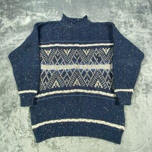 Vintage Fair Isle Sweater Small Acrylic Wool Blend Nordic Color Twist Turtleneck